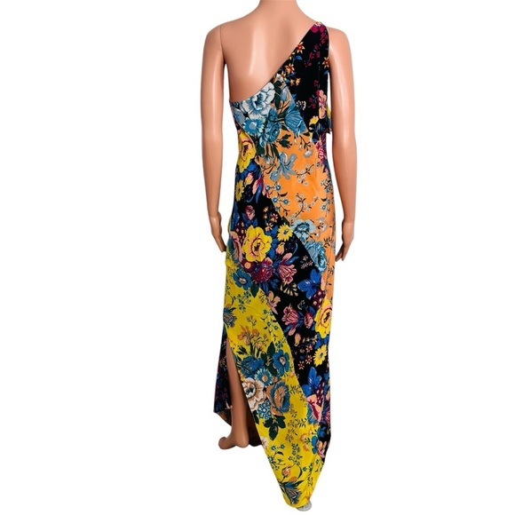 DIANE VON FURSTENBERG Multicolor One Shoulder Asymmetrical Dress Size Medium - Picture 9 of 9